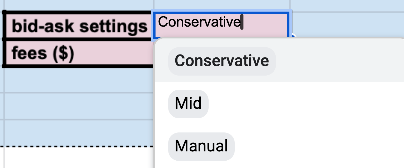 bid ask settings