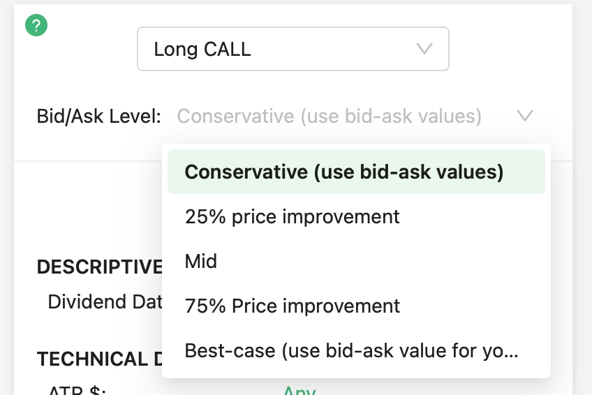 bid ask level adjustment