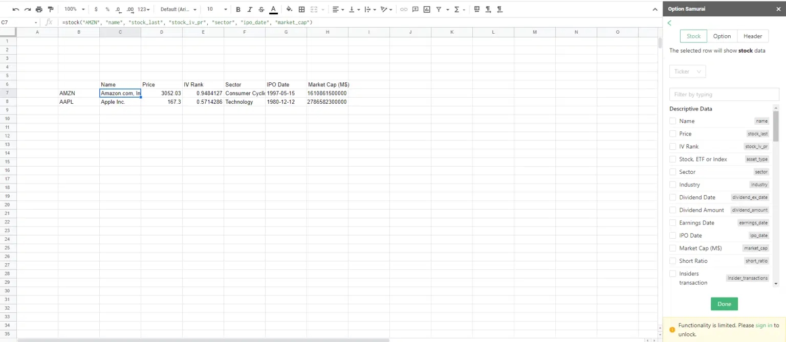 sheets integration