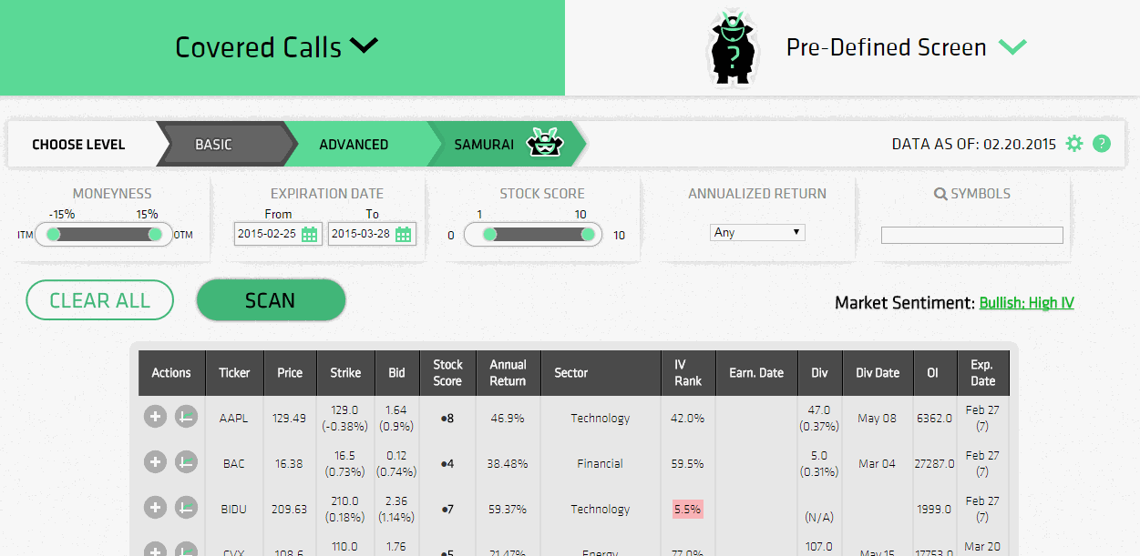 predefined screens