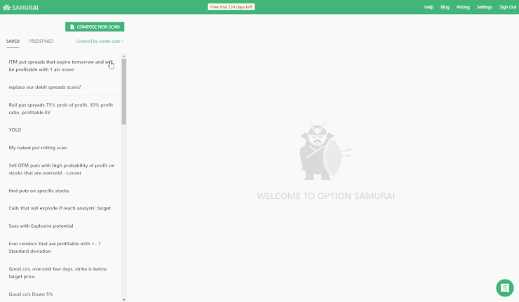 Predefined scans